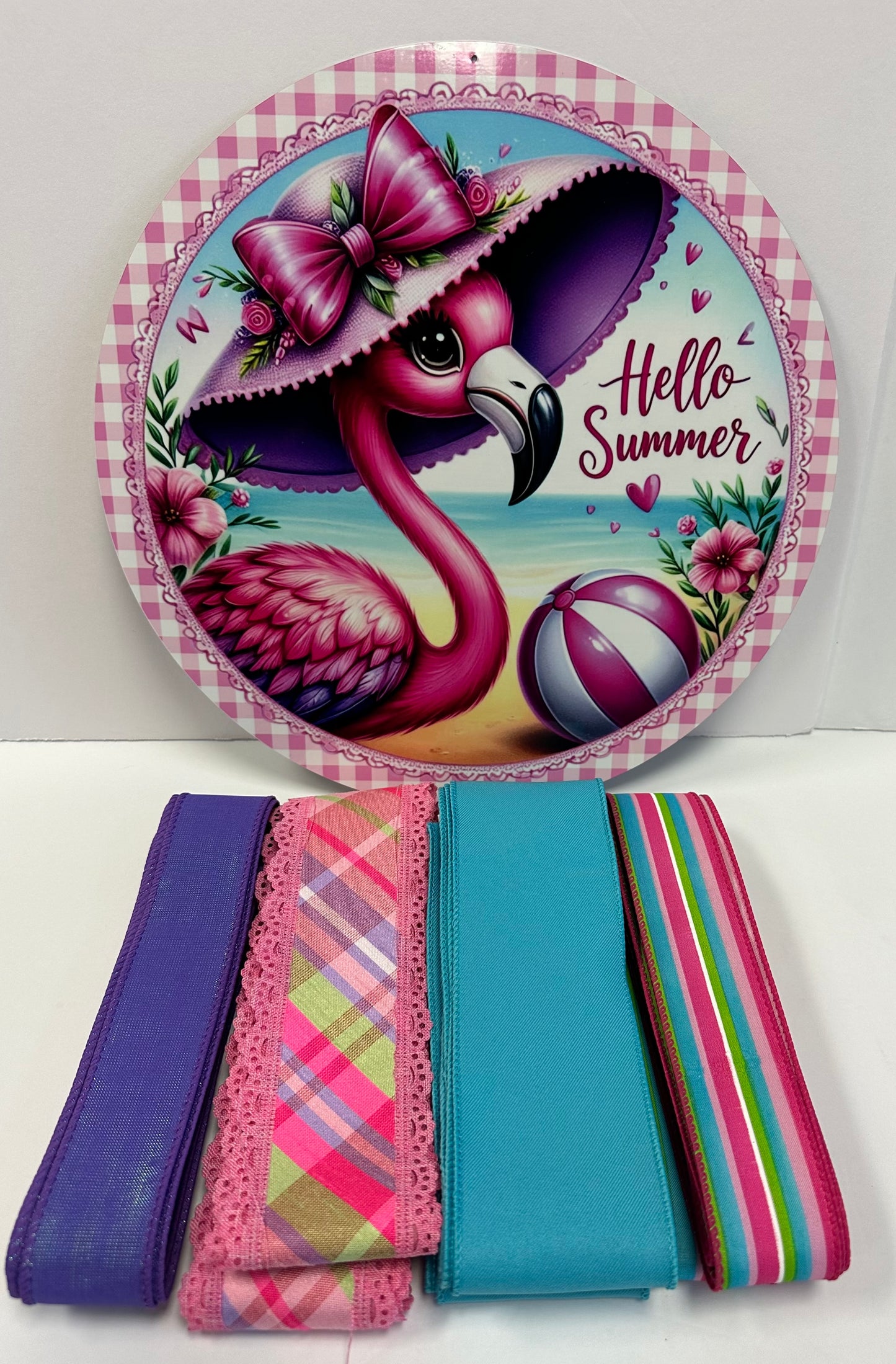 Hello Summer Flamingo Sign and Ribbon Kit