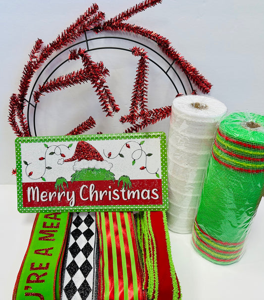 Green Monster Merry Christmas Wreath Kit