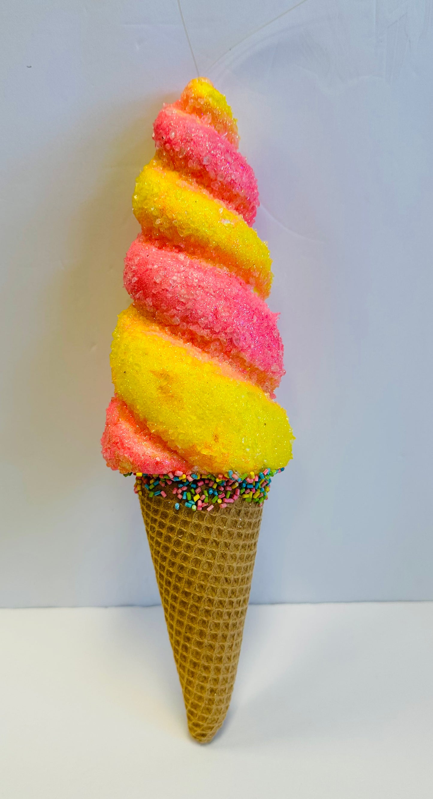 13”H Pink & Yellow Swirl Ice Cream Cone Pick