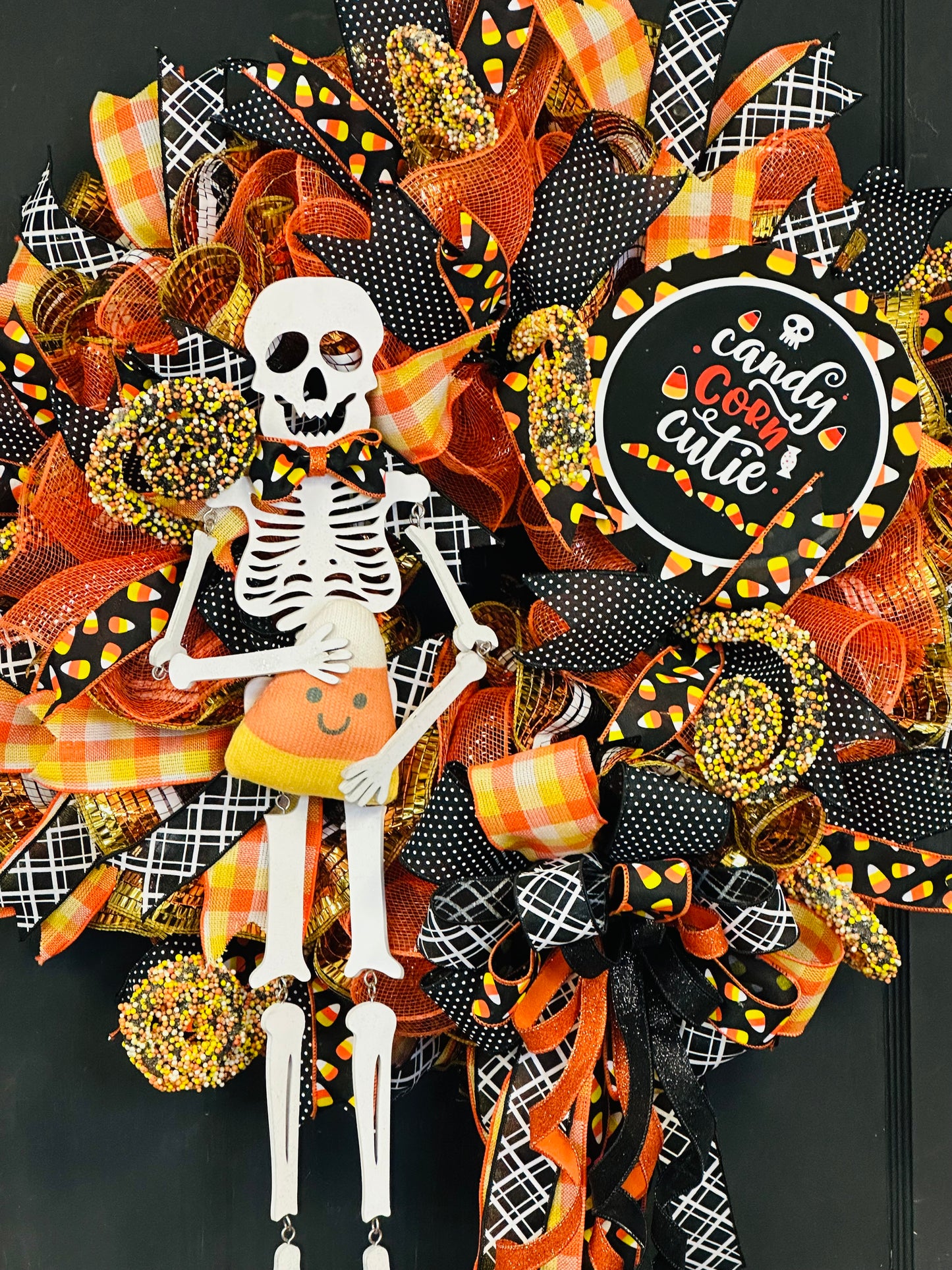 Candy Corn Cutie Skeleton Halloween DIY Wreath Kit