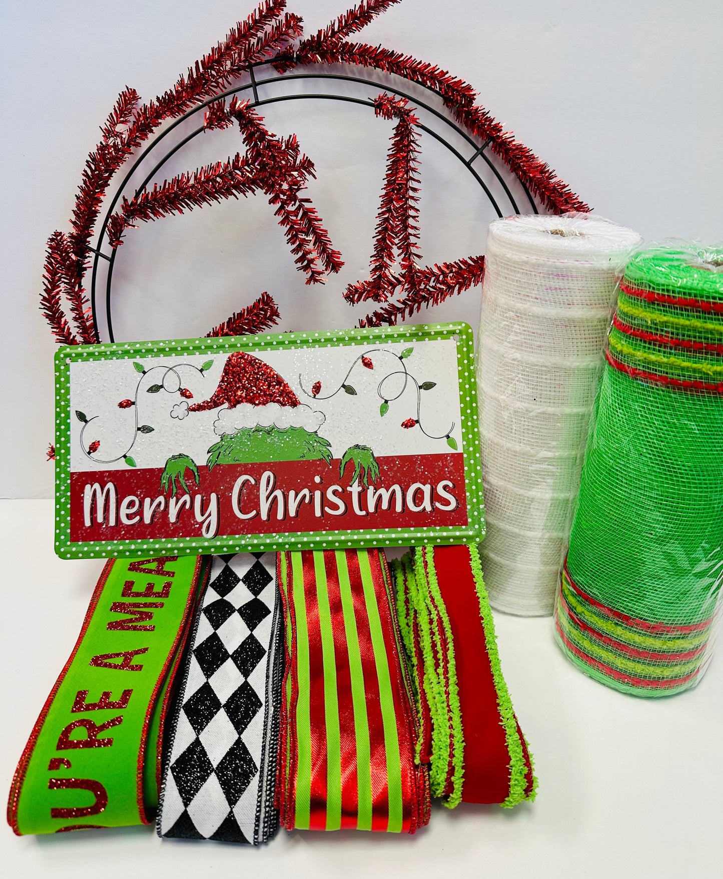 Party Kit -  Green Monster Merry Christmas Wreath