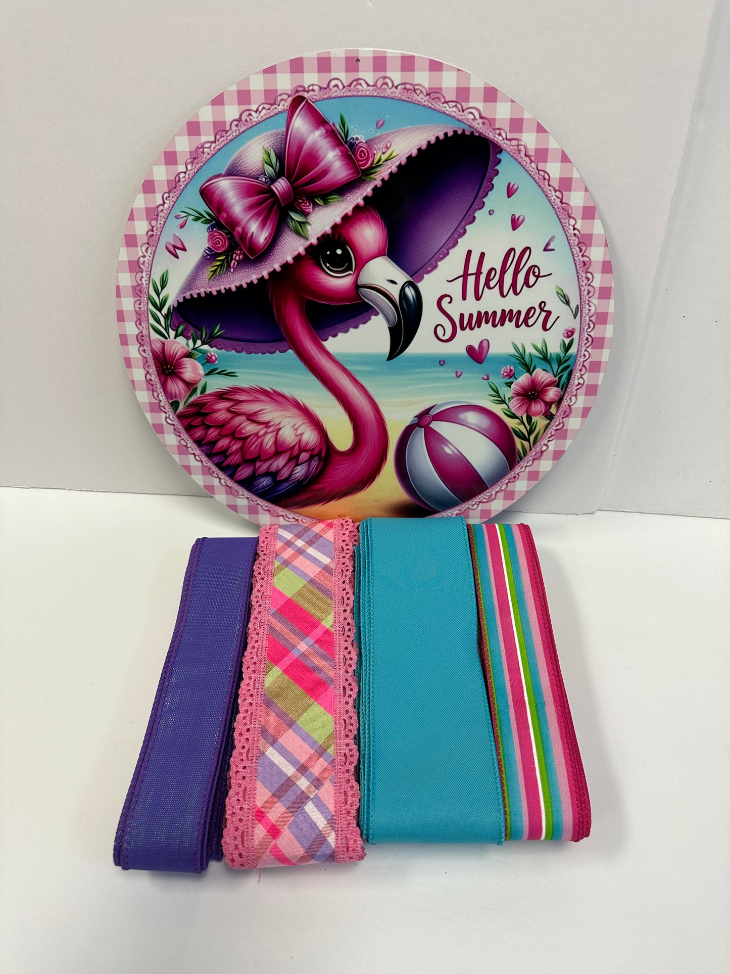Hello Summer Flamingo Sign and Ribbon Kit