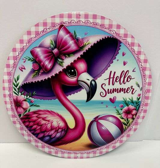 Hello Summer Flamingo Sign and Ribbon Kit