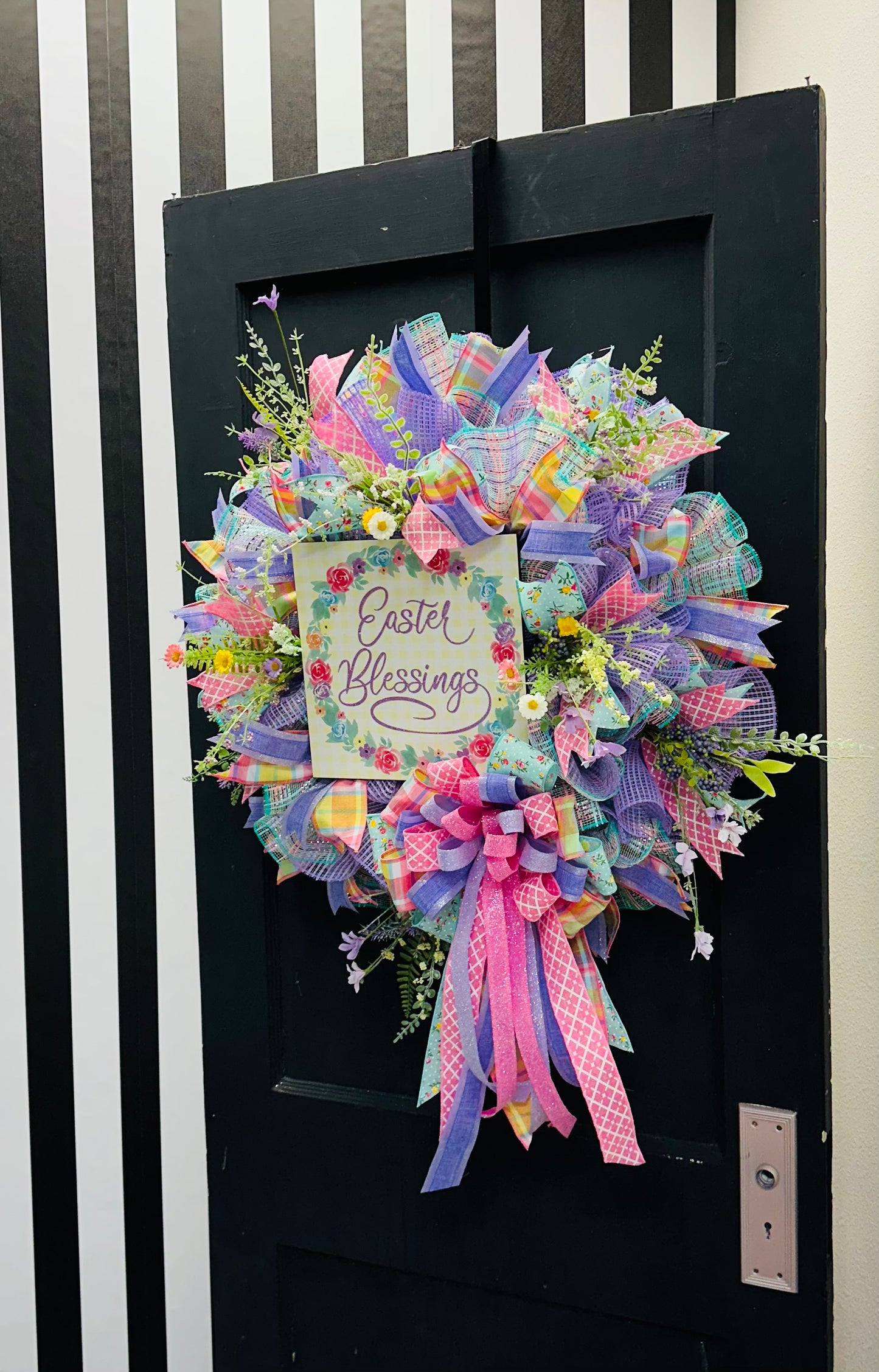 Easter Blessings Spring Floral Wreath