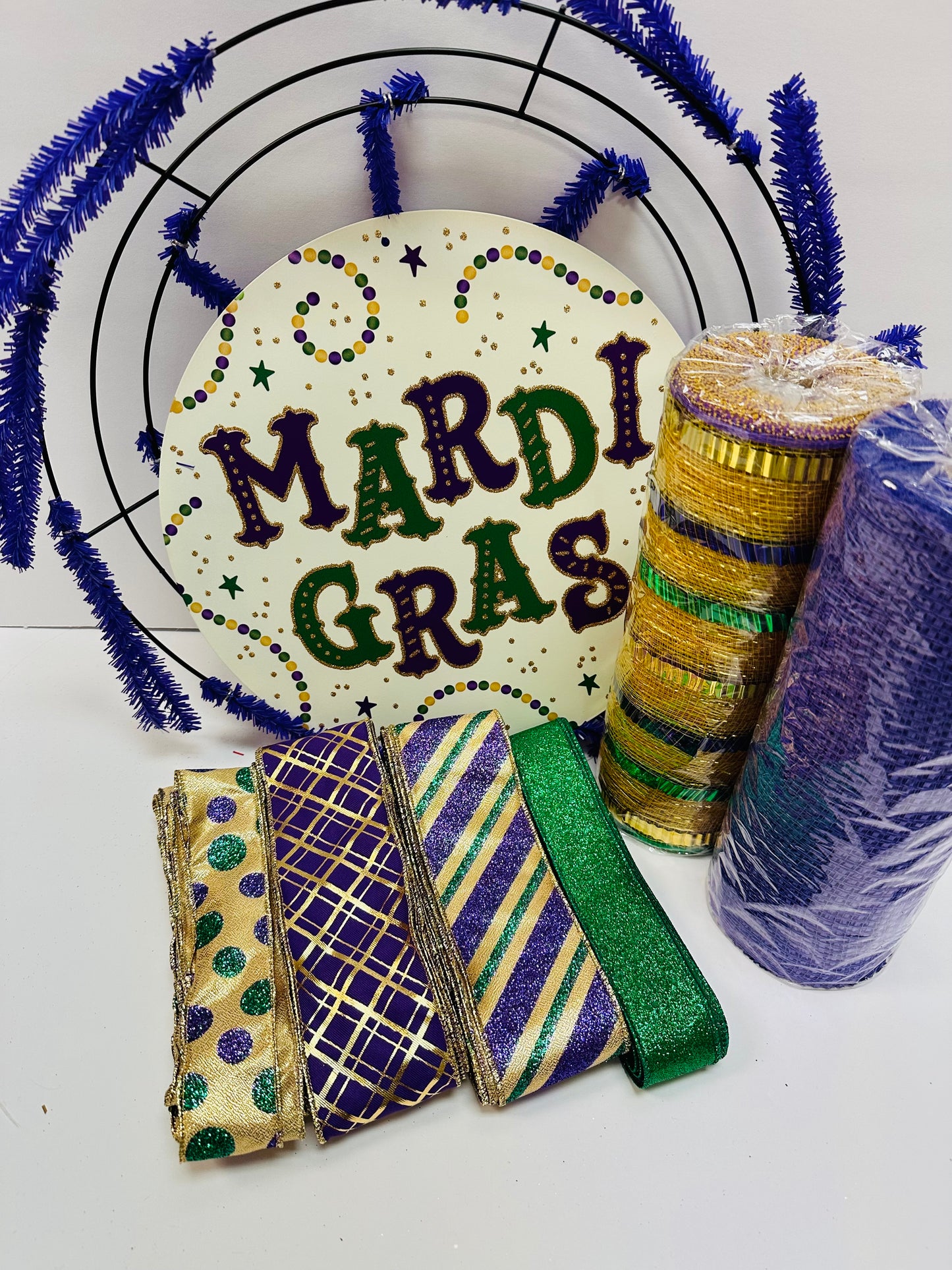 Mardi Gras Beads DIY Wreath Kit