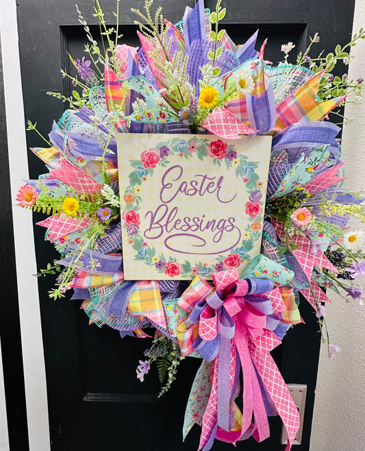 Easter Blessings Spring Floral Wreath