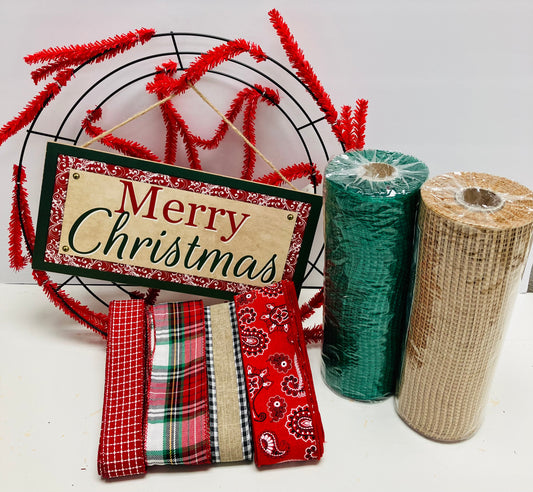 Merry Christmas Bandana DIY Wreath Kit