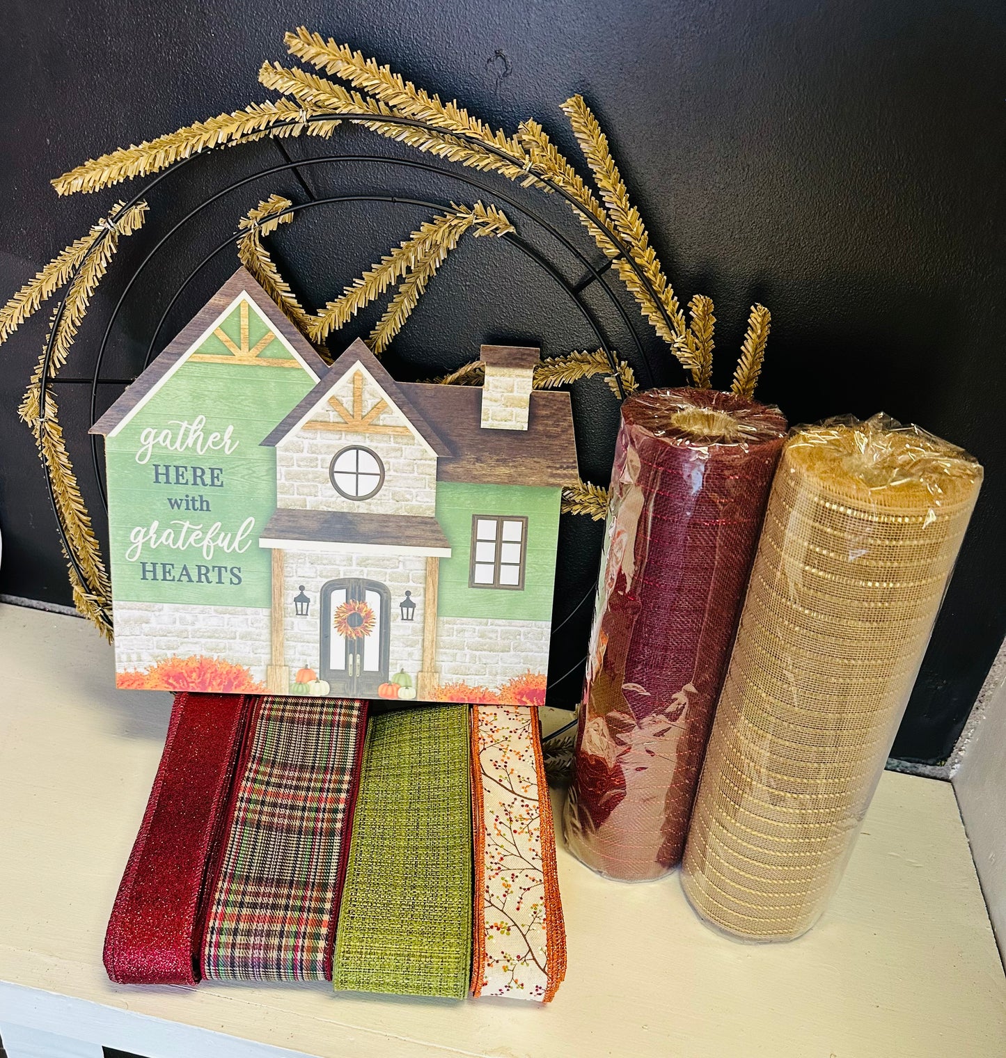 Gather Here With Grateful Hearts Fall Wreath DIY Kit