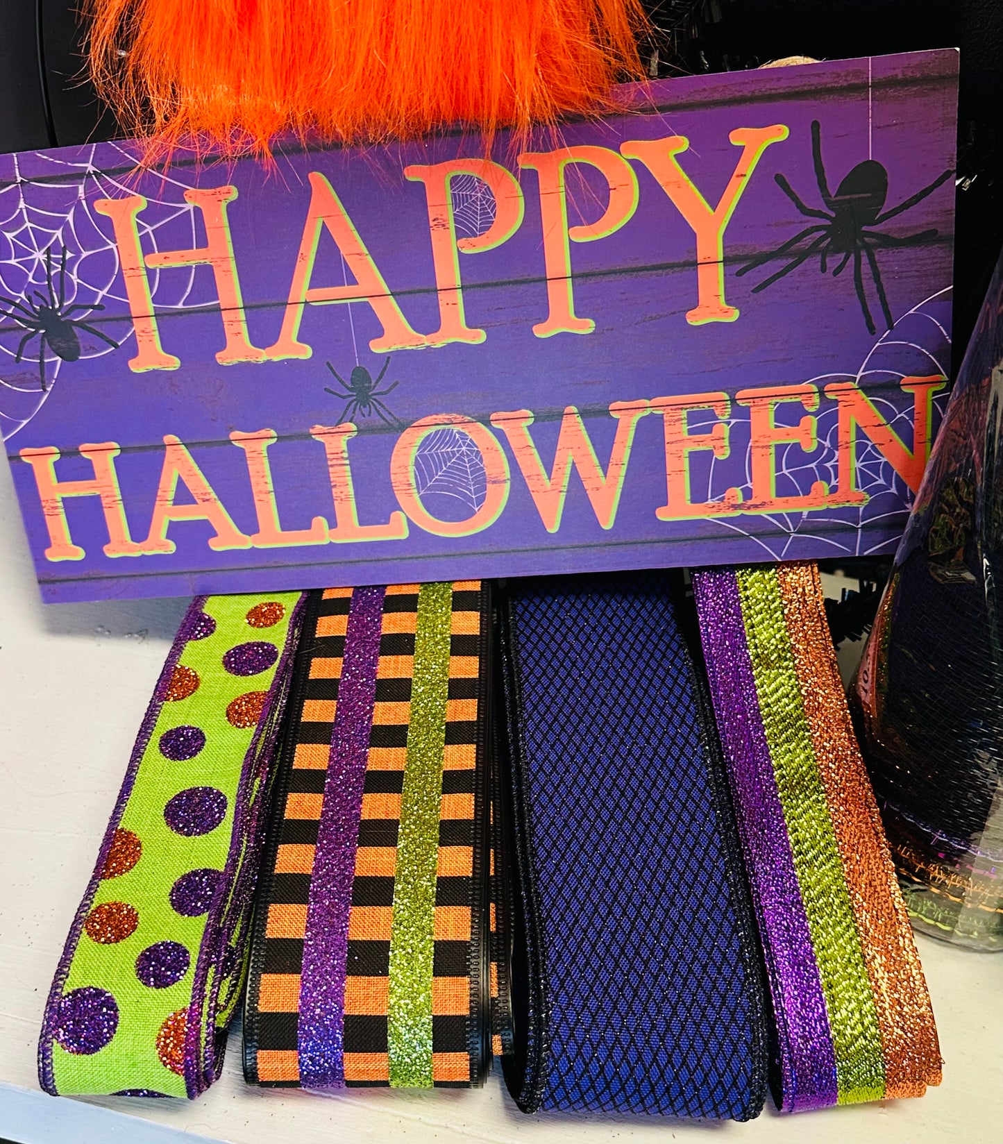 Wreath Kit - Furry Orange Monster Happy Halloween DIY Wreath Kit