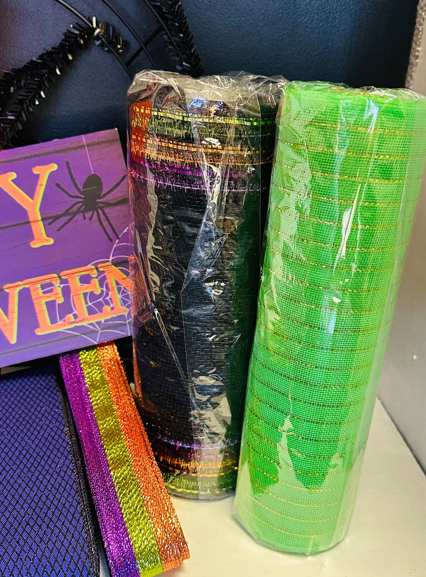Wreath Kit - Furry Orange Monster Happy Halloween DIY Wreath Kit