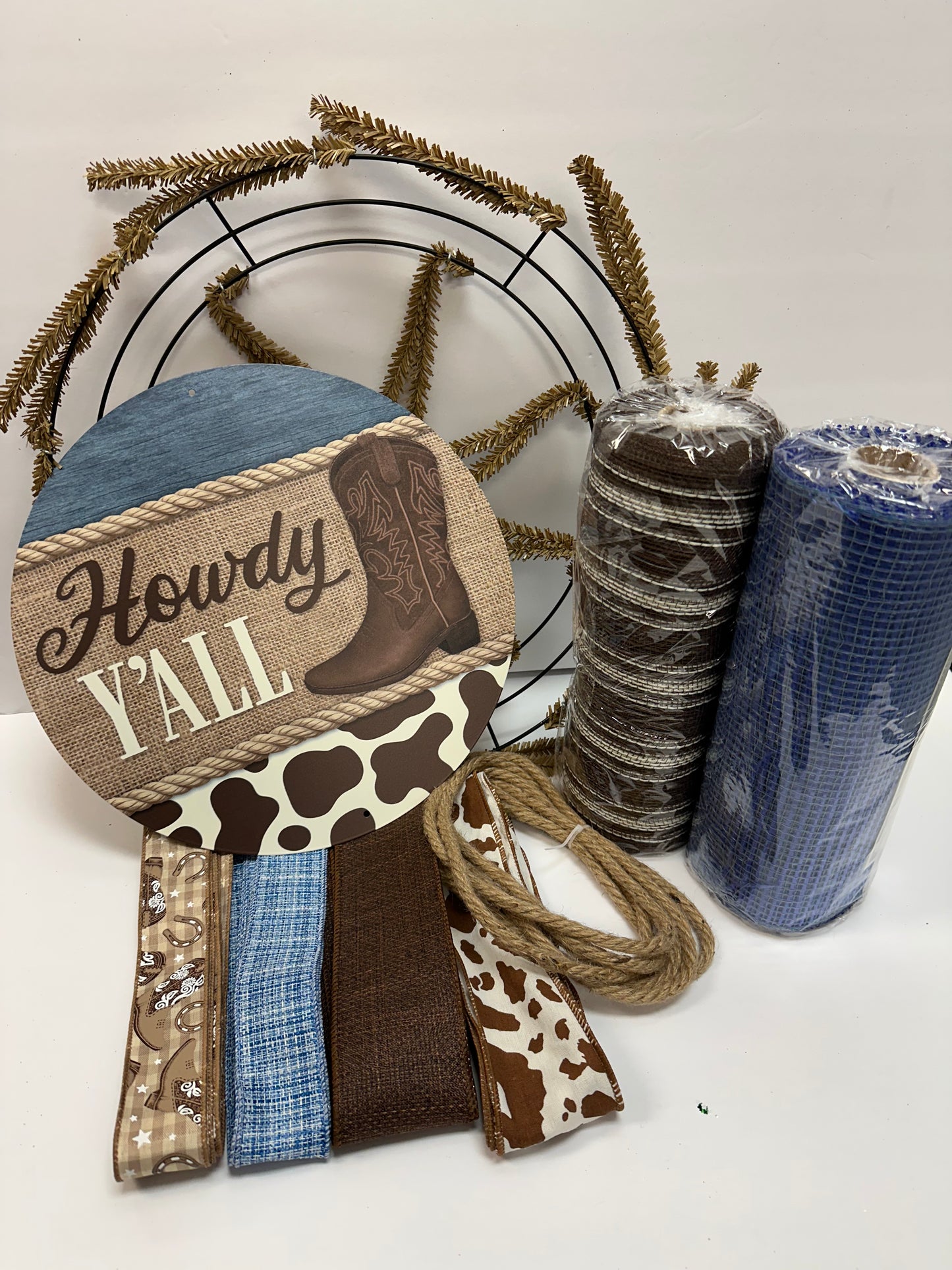 Howdy Y'all Western Cowboy DIY Wreath Kit