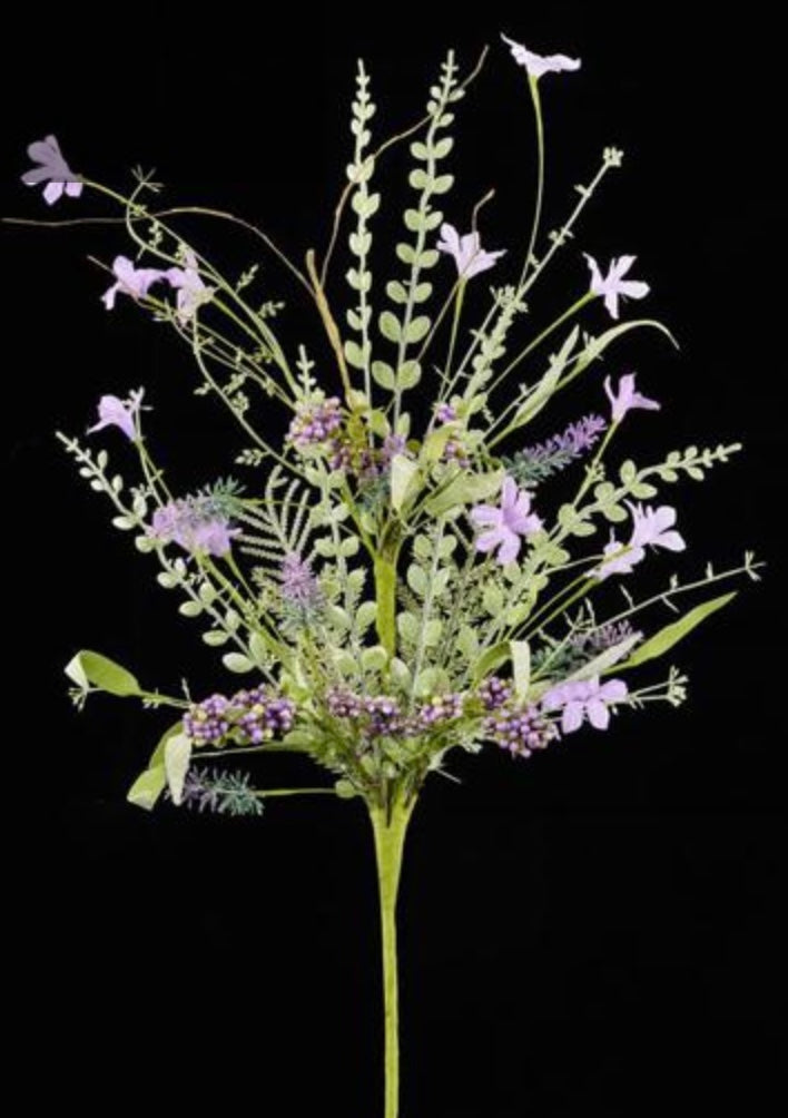 24"L Fabric Flower/Eva Leaf/Bead Spray Lavender
