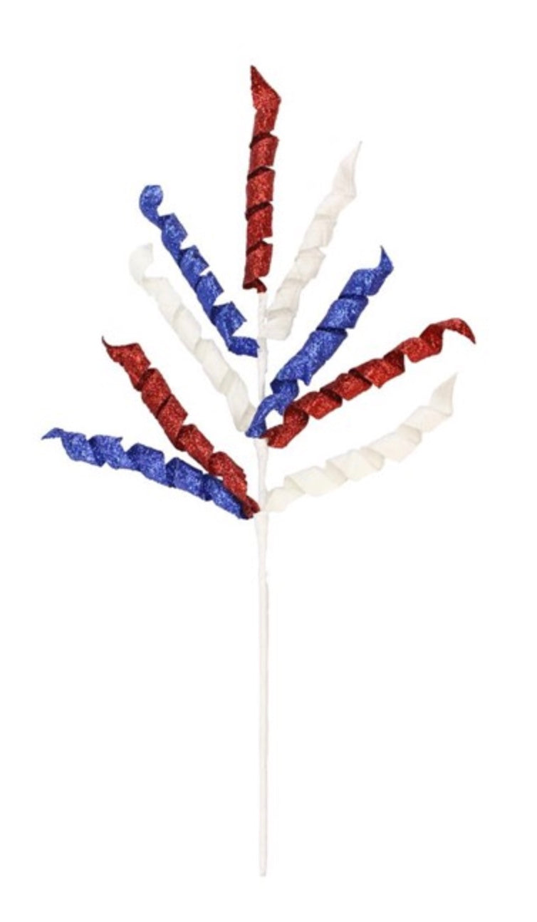 24"L Glitter Swirl Paper Grass Spray