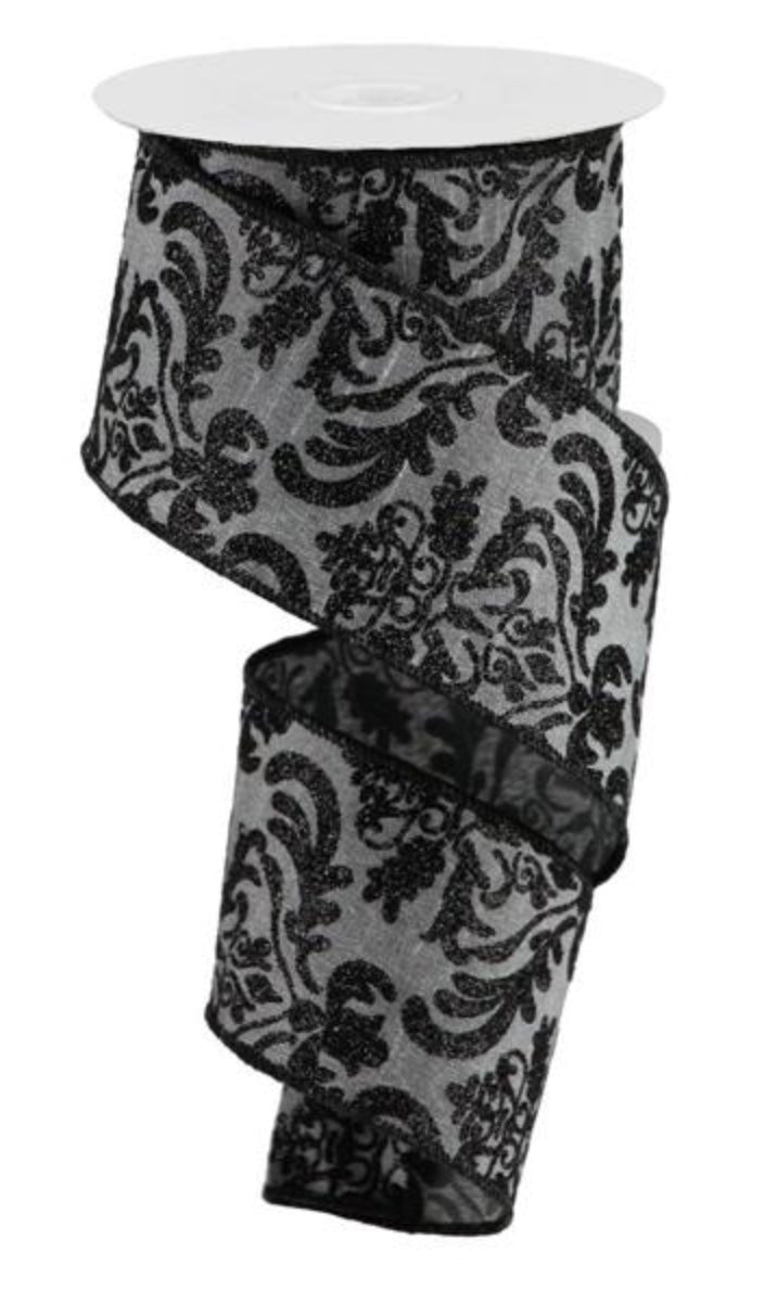 2.5" x 10yds Bold Damask/Faux Dupioni Ribbon