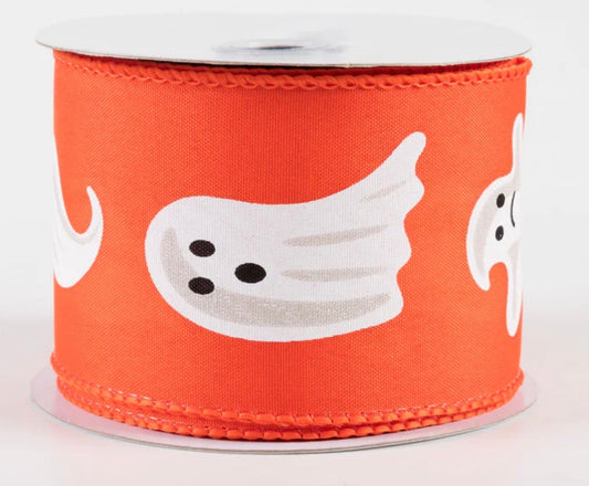 2.5" x 10yds Ghosts on Orange Ribbon