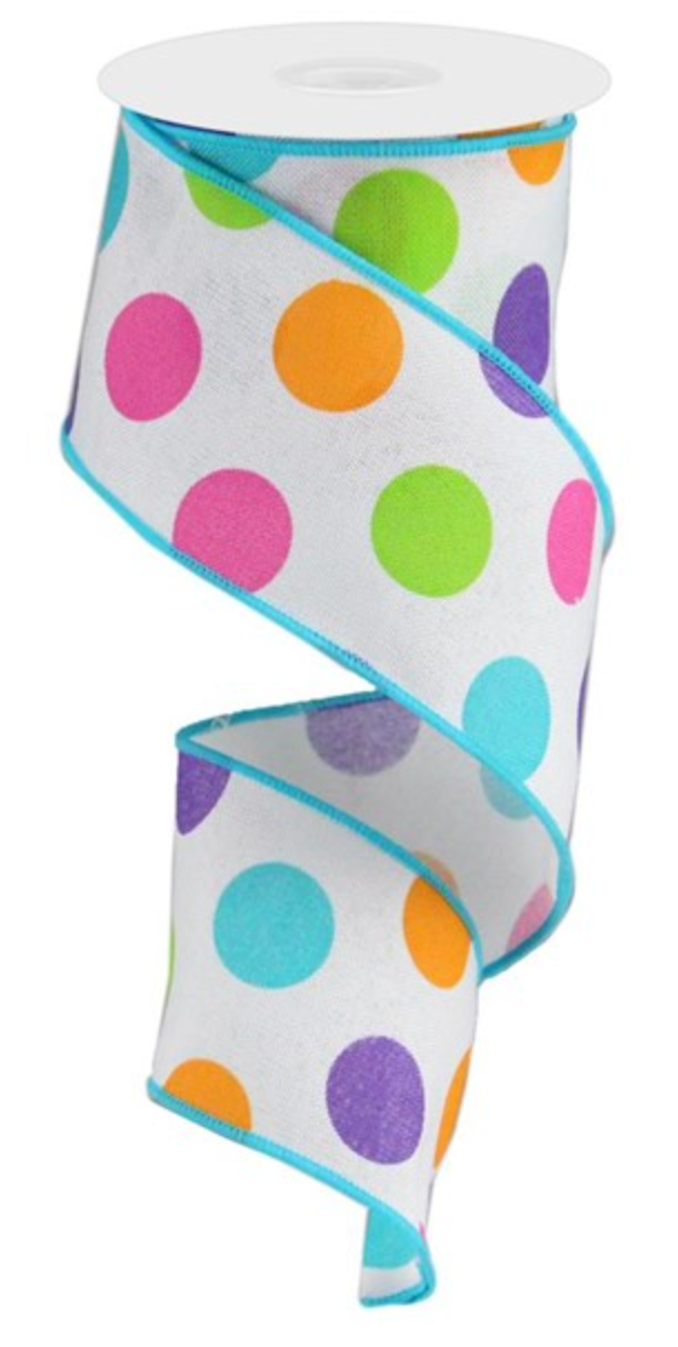 2.5" x 10YD Multi Polka Dots/Royal Ribbon