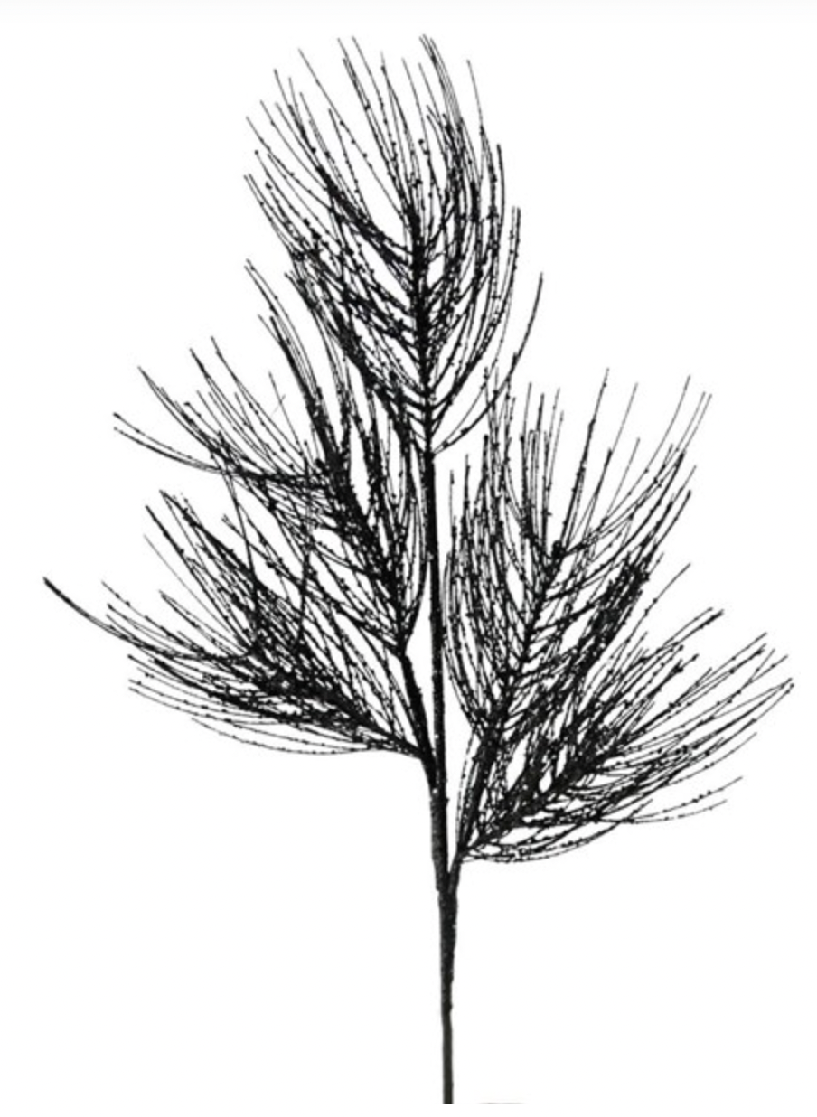 38"L Glittered Pine Spray, Black
