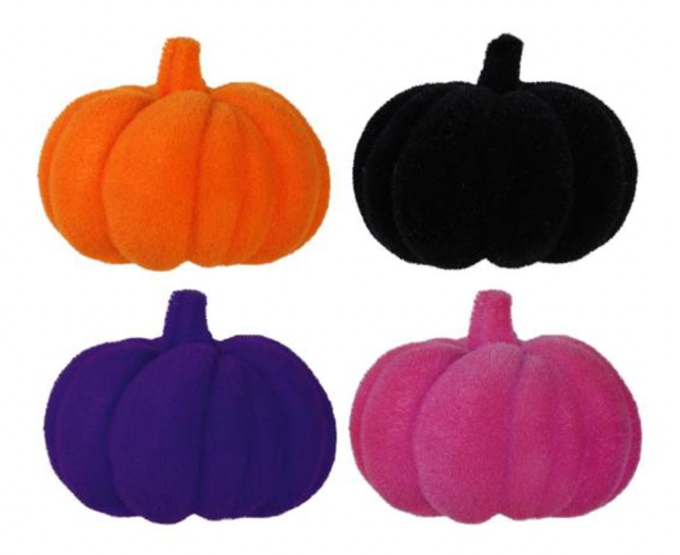7.5"Dia x 6"H Flocked Pumpkin w/Stem