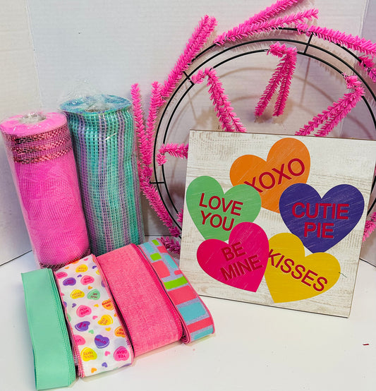 Conversation Hearts Valentine DIY Wreath Kit