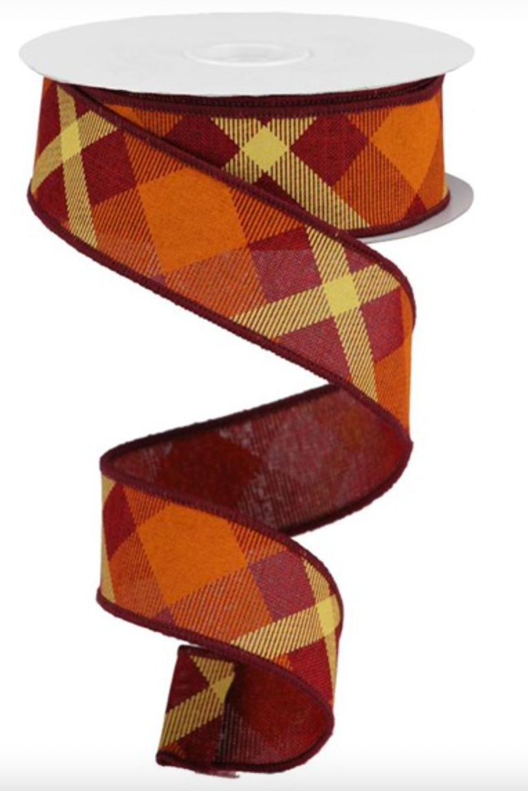 1.5"x10yd Printed Plaid on Royal