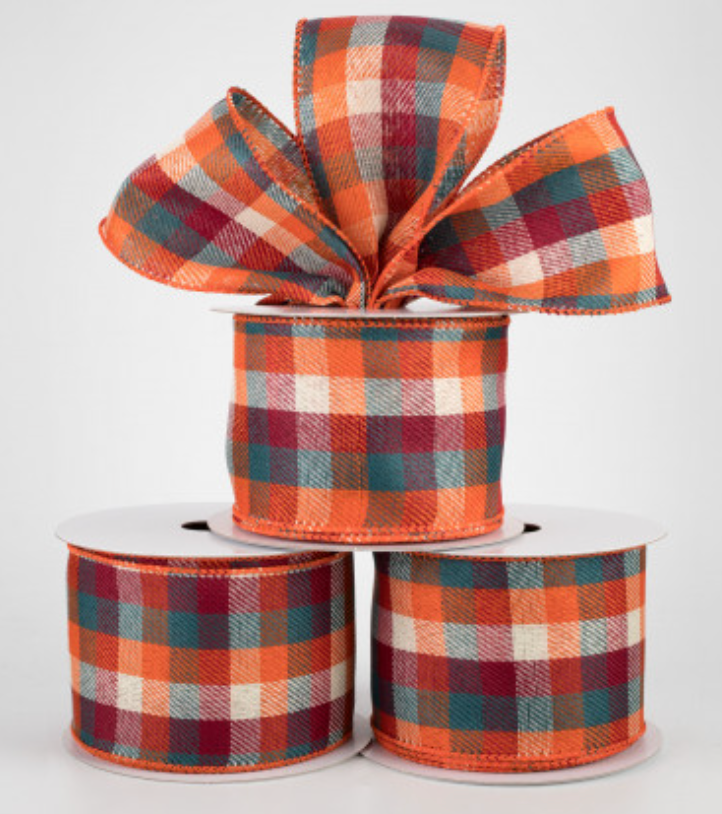 2.5"x10yd Woven Check Fall Ribbon