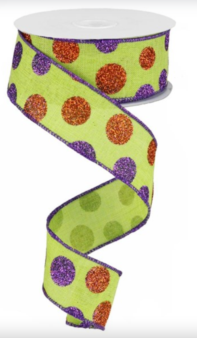 1.5"x10yd Multi Size Glitter Dots on Royal