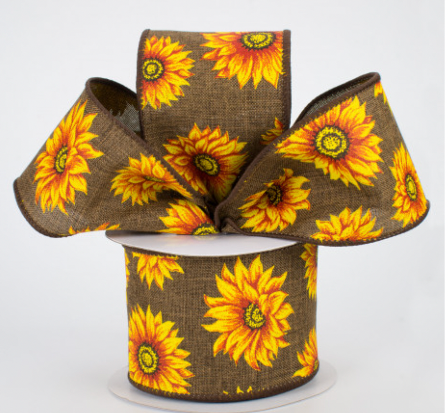 2.5"x10yd Sunflowers Ribbon