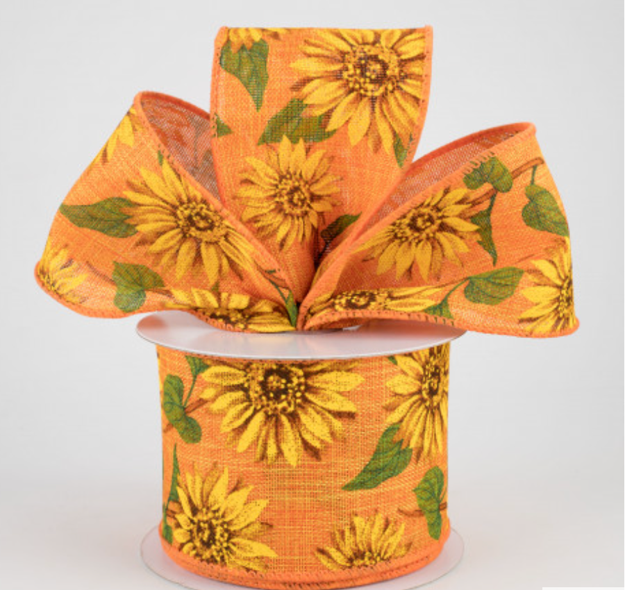 2.5"x10yd Linen Sunflower Ribbon