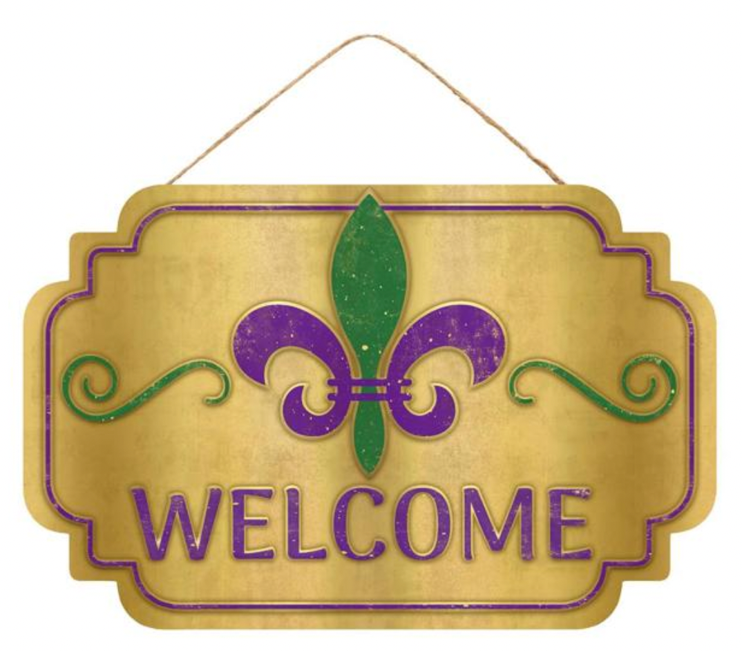 12"L x 8"H Welcome/Fluer De Lis Sign