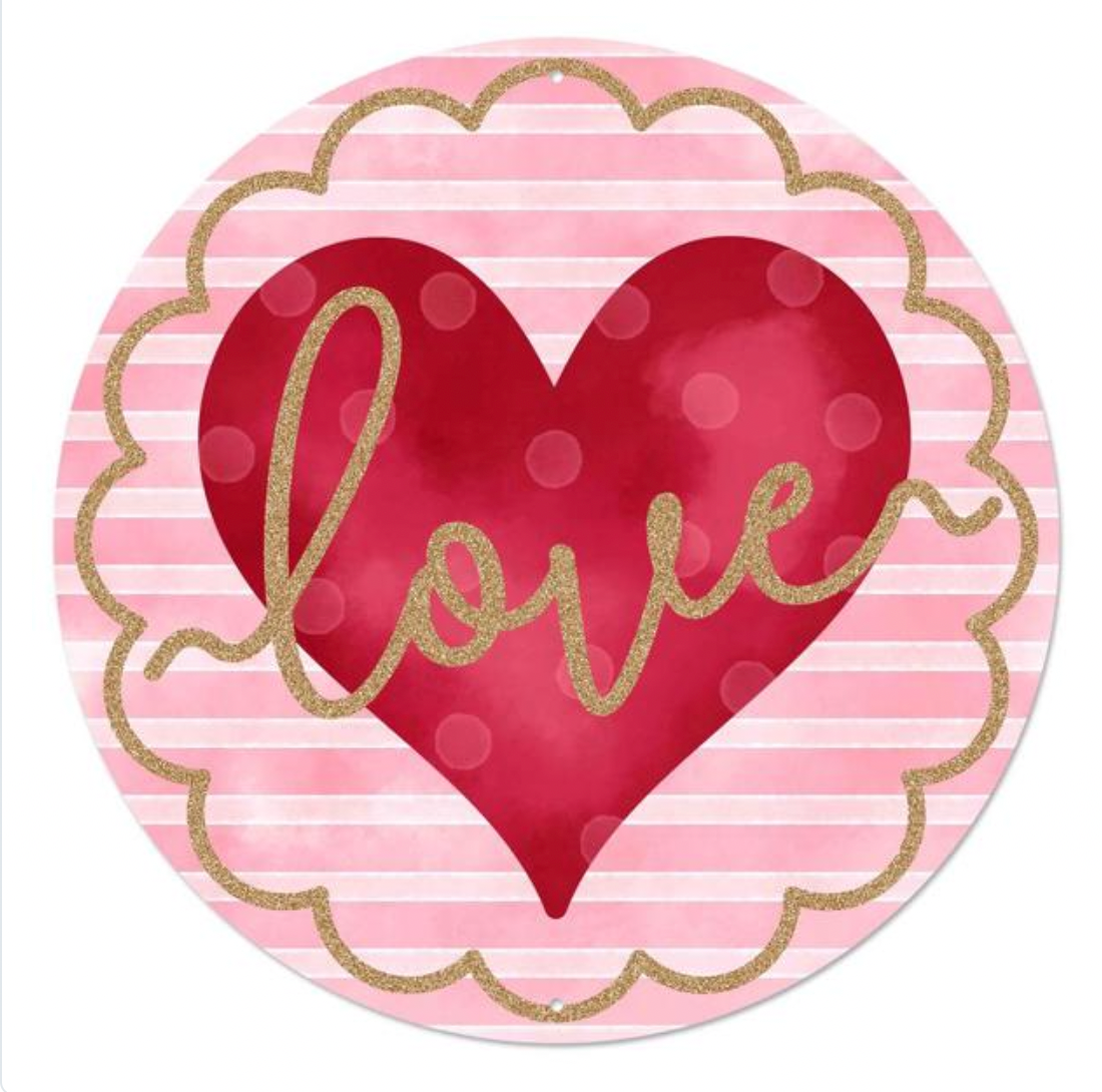 Metal Glitter Love Heart Sign