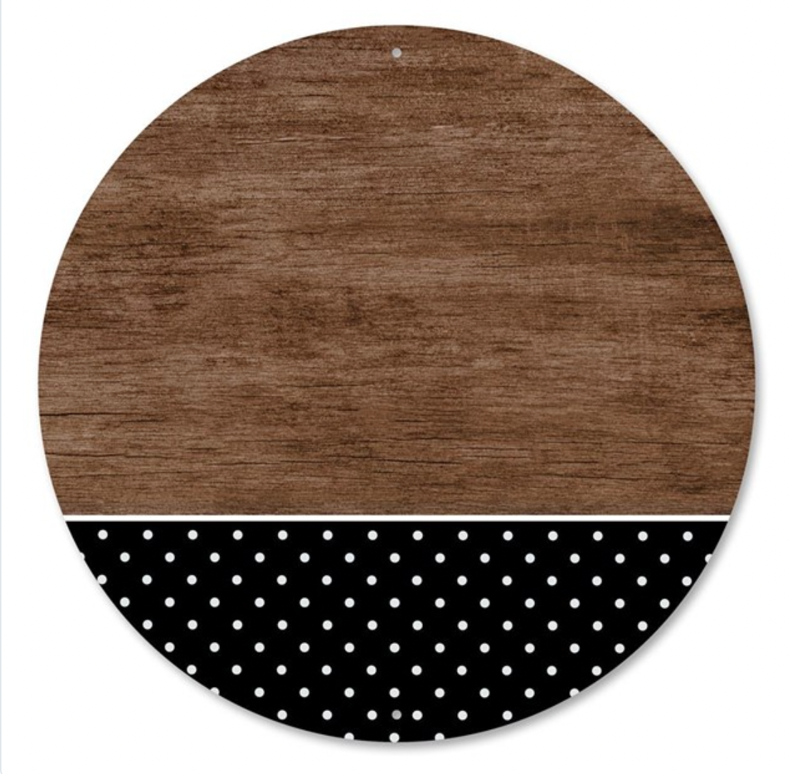 Metal Brown Wood Dots Sign