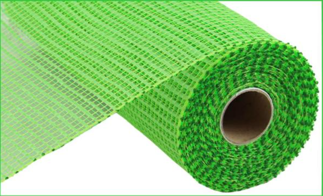 Lime Green Horizontal Wide Stripe - Mesh