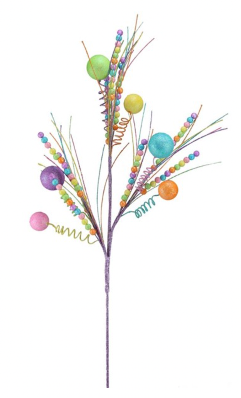 31"L Glittered Bead Spike Spray