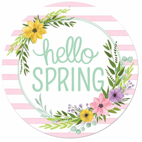 Hello Spring Floral Wreath Sign