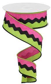 1.5 X 10 YARDS RICRAC RIBBON- LIME PINK BLACK