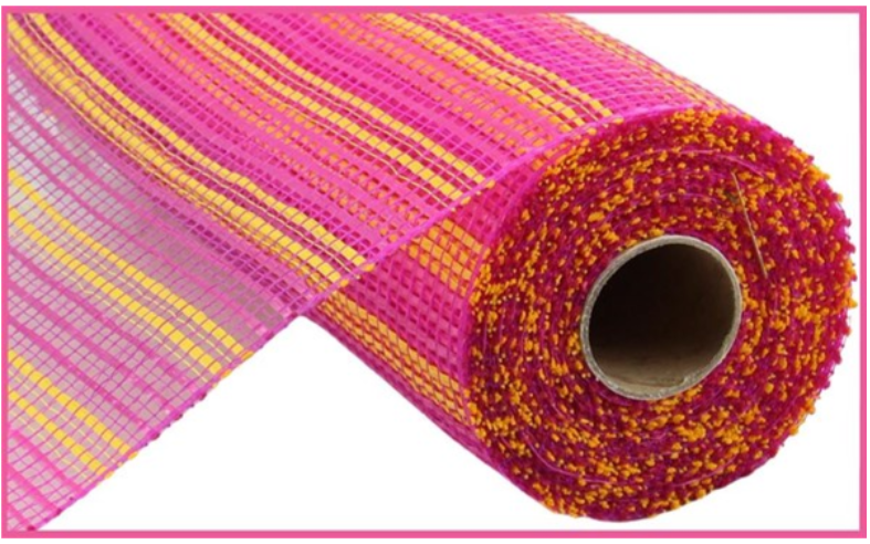 Hot Pink/Yellow Horizontal Wide Stripe Mesh