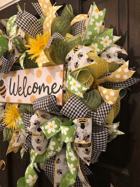 Bumblebee Welcome Deco Mesh Wreath