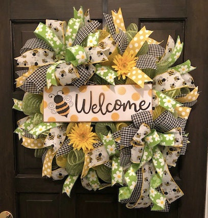 Bumblebee Welcome Deco Mesh Wreath