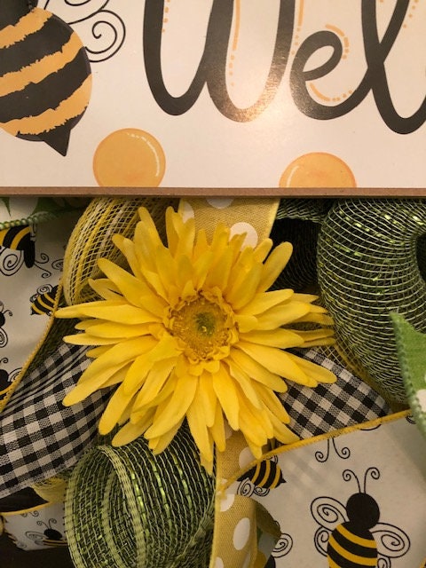 Bumblebee Welcome Deco Mesh Wreath