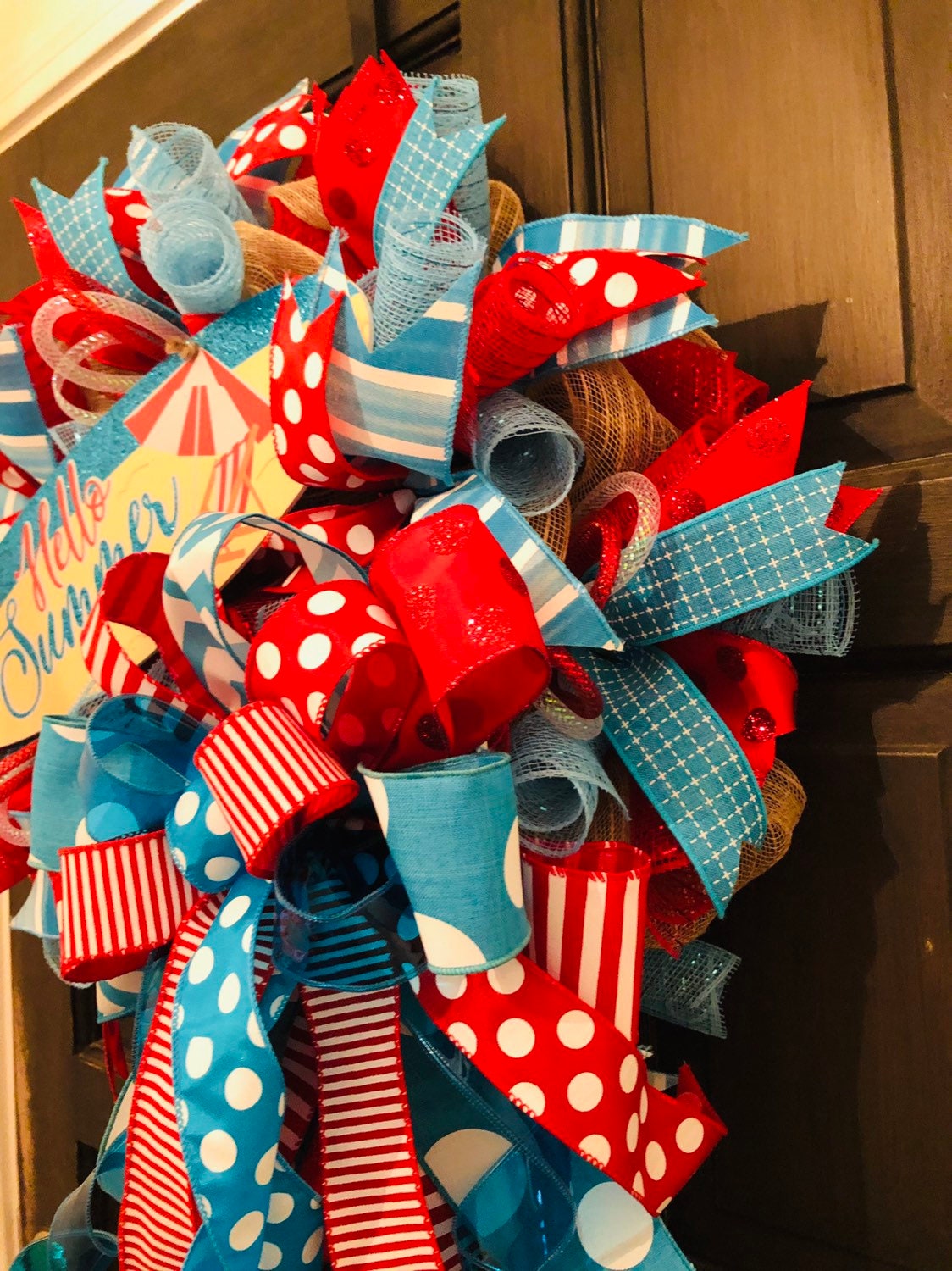 Hellow Summer Wreath, Summer Wreath, Beach Wreath, Everyday Wreath, Welcome Wreath, Summer Front Door Decor, Retro Wreath , Pool Wreath
