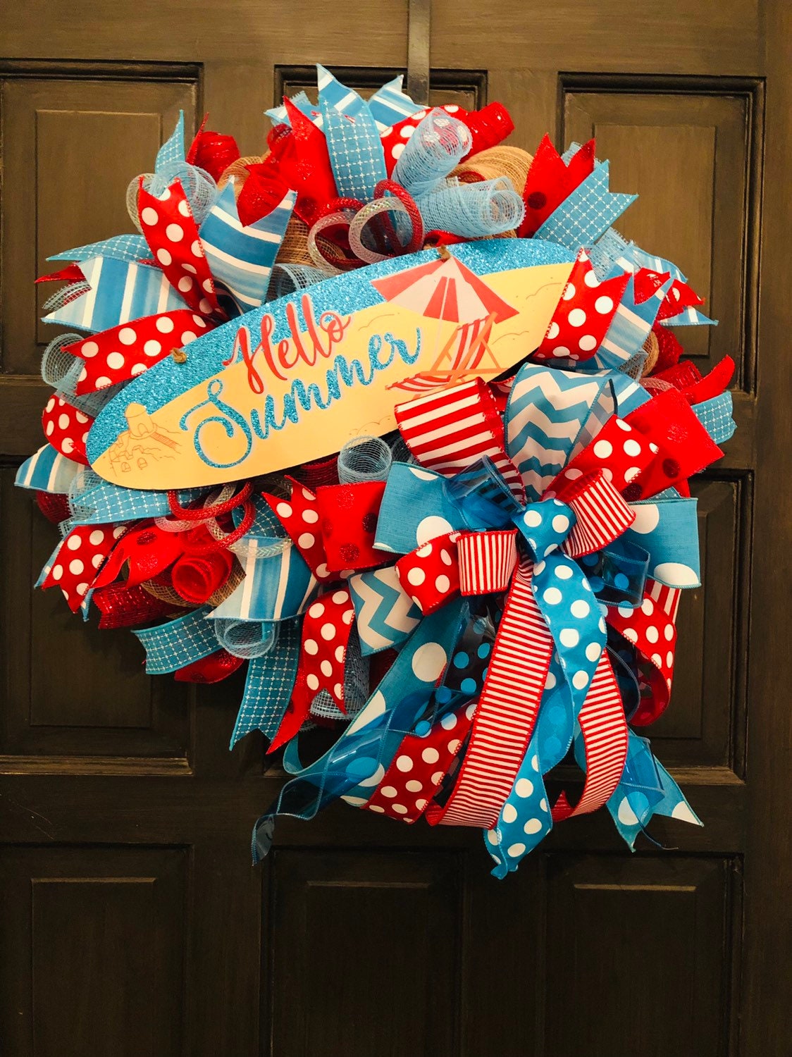 Hellow Summer Wreath, Summer Wreath, Beach Wreath, Everyday Wreath, Welcome Wreath, Summer Front Door Decor, Retro Wreath , Pool Wreath