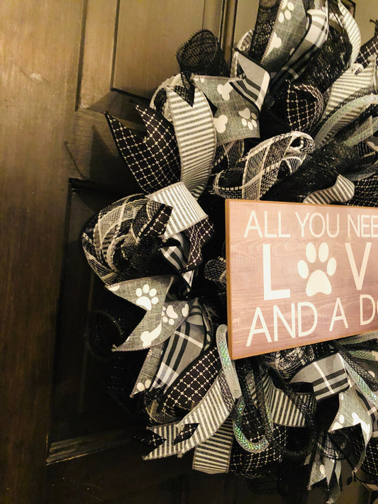 Dog Lover's Wreath, Dog Wreath, Pet Wreath, Dog Door Decor, Everyday Wreath, Welcome Wreath