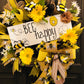 Bee Happy Wreath, Bumblebee Wreath, Bee Wreath, Bee Door Decor, Summer Wreath, Welcome Wreath, Floral Wreath, Everyday Wreath