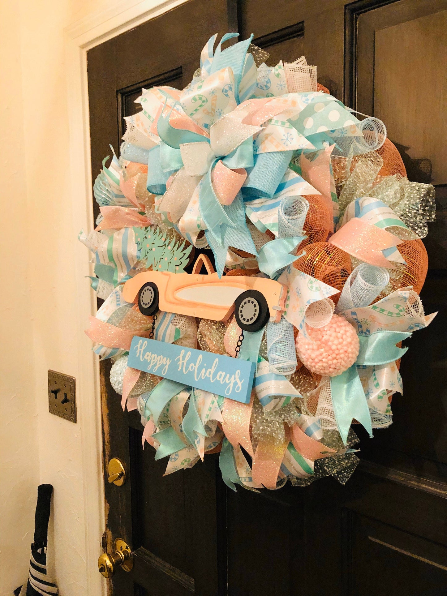 Beach Christmas Wreath, Pastel Christmas Decor, Beach Decor, Beach Decorations, Christmas Decorations, Beach Door Hanger