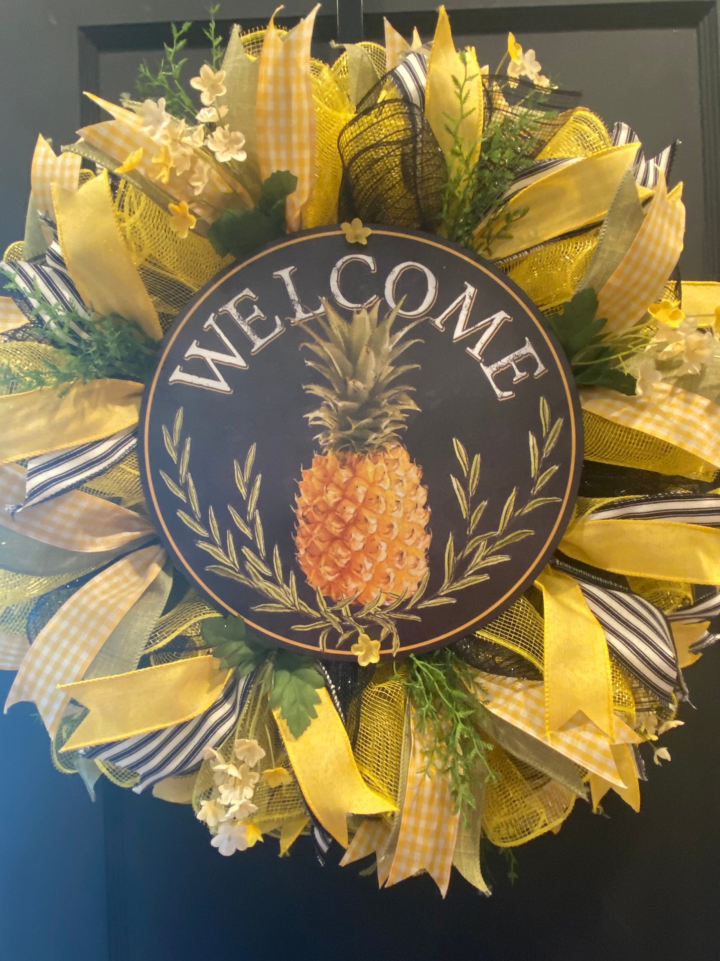 Pineapple Wreath, Welcome Wreath , Everyday Wreath, Pineapple Front Door Decor, Font Door Hanger