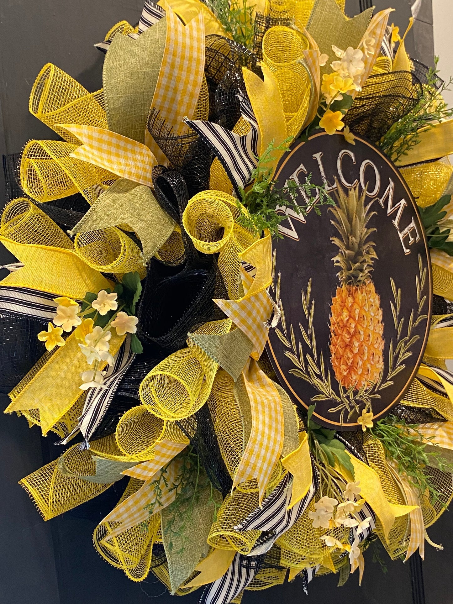 Pineapple Wreath, Welcome Wreath , Everyday Wreath, Pineapple Front Door Decor, Font Door Hanger