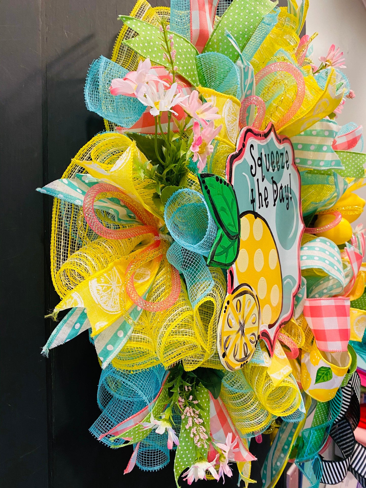 Lemon Wreath, Lemon Decor, Spring Wreath, Summer Door Decor, Facebook Live Wreath, Summer Wreath, Summer Fun Wreath