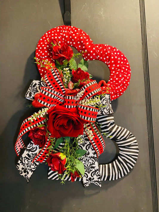 Double Heart Floral Valentine Wreath