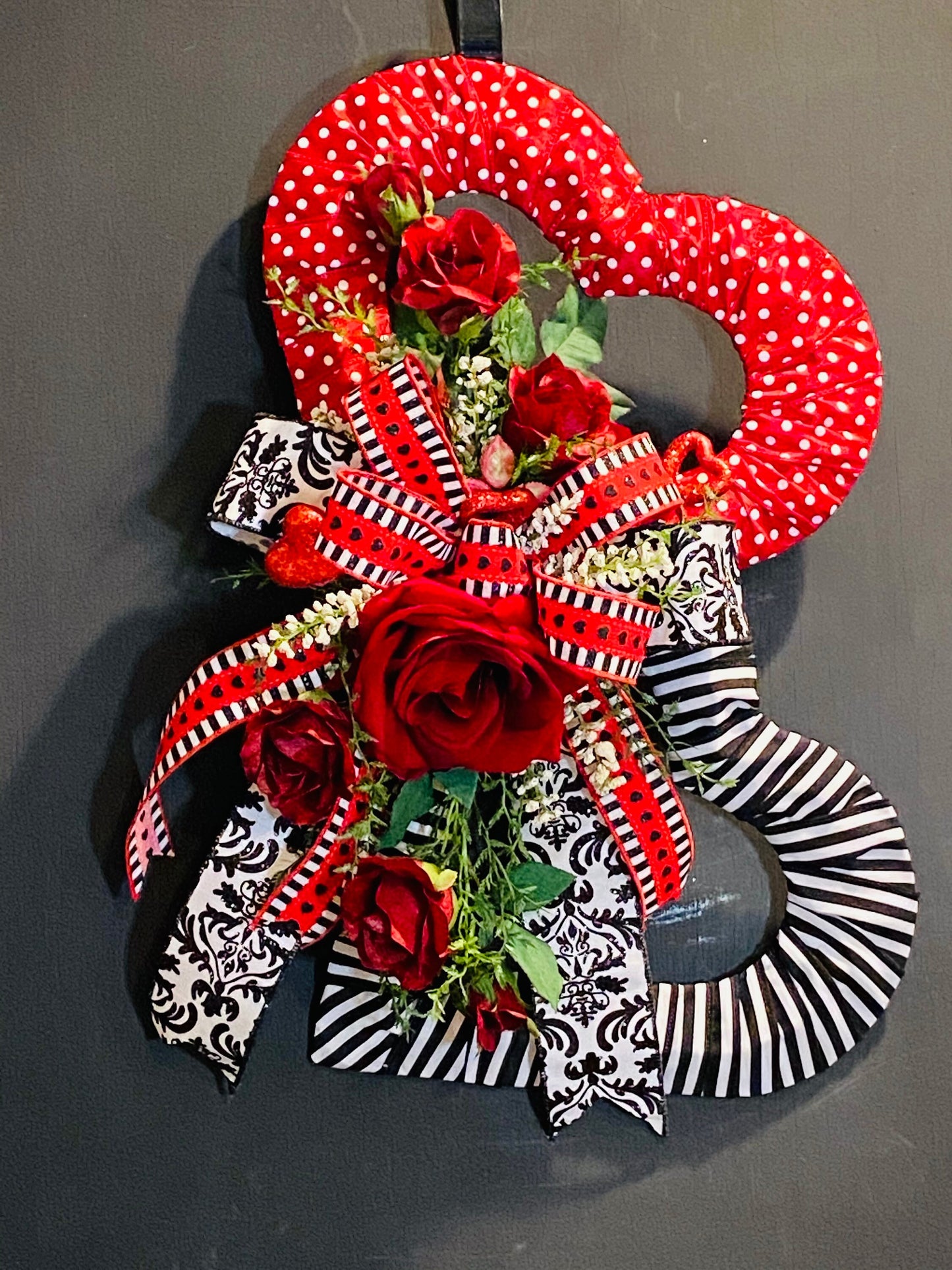 Double Heart Floral Valentine Wreath