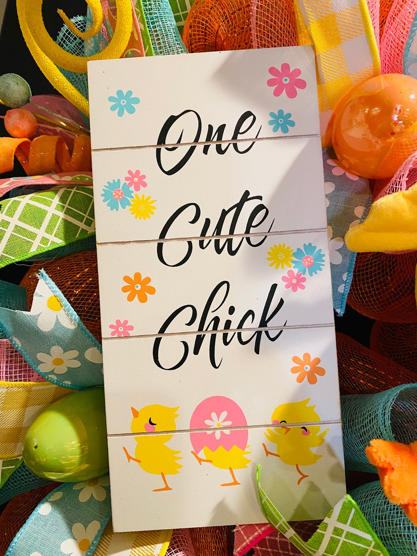 Whimsical Sweet Spring Easter One Cute Chick Wreath